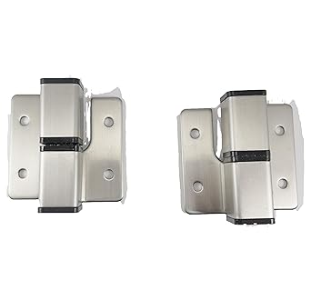 Stainless Steel Surface Mounted Gravity Activated Self Closing Hinge for Toilet Partion Door #4 Satin Finish, 1 Pair Right in, Left Out