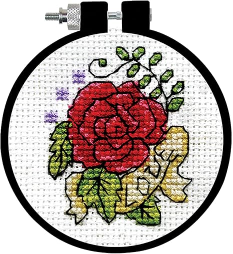 Rose Tattoo Counted Cross Stitch Kit with Hoop