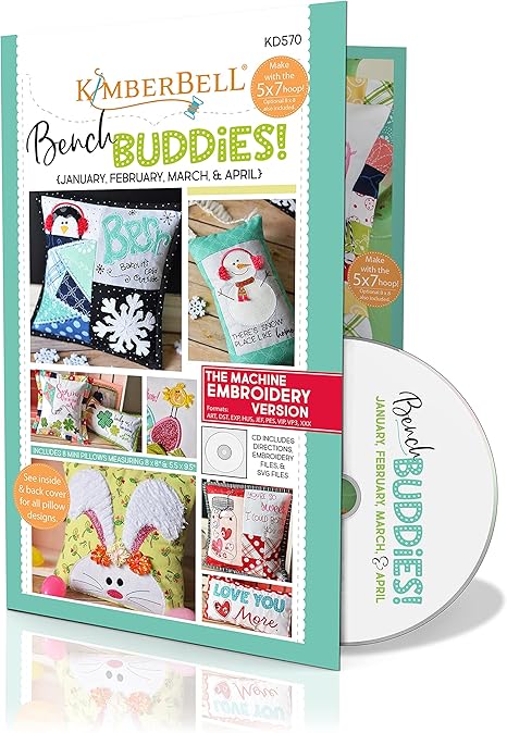 Kimberbell Bench Buddies: Machine Embroidery Designs CD - Jan, Feb, Mar, Apr, Includes: 8 Unique Designs, 2 For Each Month, Hoop Sizes: 5x7, 8x8