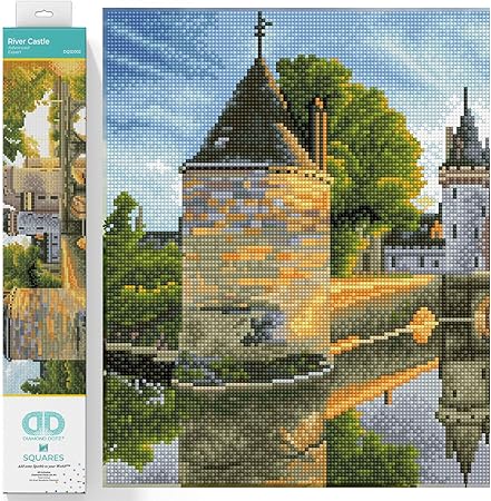 DIAMOND DOTZ ® - River Castle, Full Drill, Square Dotz, Square Diamond Painting Kits, Square Drill Diamond Painting, Diamond Painting Square Drill, Square Diamond Art, 13.8