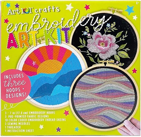 Art 101 Crafts Embroidery Art Kit, Multicolor, 6/Carton (40066)