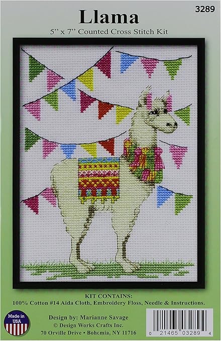 Design Works Crafts Crossstitch 5x7 Llama Cross Stitch Kit, None