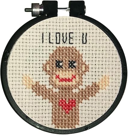 Design Works Crafts Sock Monkey Counted Cross Stitch Kit with Hoop