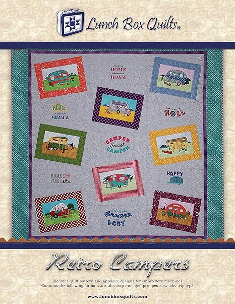 Retro Camper Embroidery Pattern Quilt Pattern Applique Designs Lunch Box Quilts