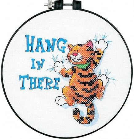 Dimensions Needlecrafts Stamped Cross Stitch, Hang in There, White