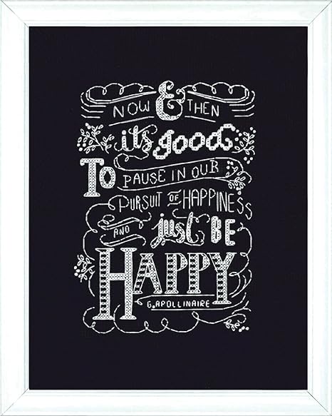 Design Works Crafts Be Happy Chalkboard Counted Cross Stitch Kit, 8 by 10