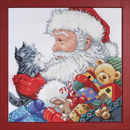 Tobin Santa with Kitten Cross Stitch Kit, 13