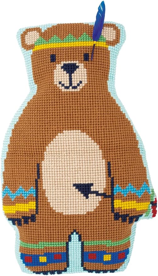 Vervaco PN-0154542 Indian Bear Shaped Cushion Cross Stitch Kit, 15.8