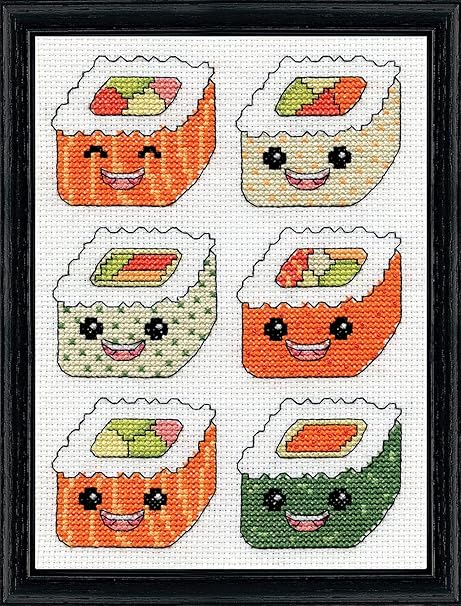 Design Works Crafts Happy Sushi Counted Cross Stitch Kit, White