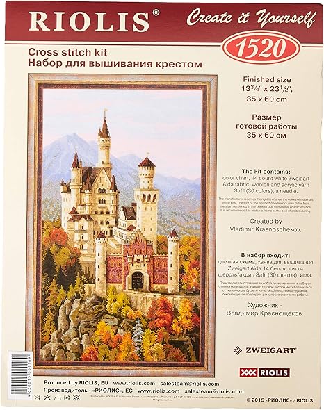 RIOLIS Neuschwanstein Castle Counted Cross Stitch Kit, White