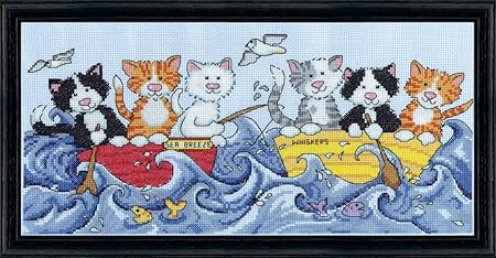 Design Works Crafts at Sea Cats Counted Cross Stitch Kit, 6 by 14