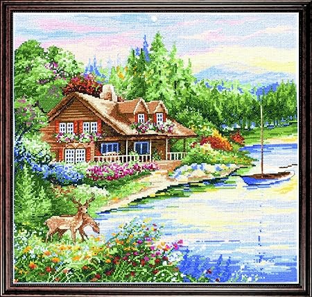 Design Works Crafts Tobin 11114-13 Lakeside Cabin Counted Cross Stitch Kit-15