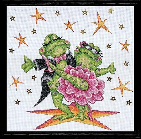 Tobin DW2776 14 Count Dancing Frogs Counted Cross Stitch Kit, 12 by 12-Inch