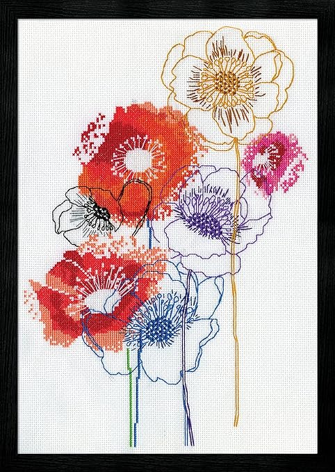 Design Works Crafts Modern Floral Counted Cross Stitch Kit, White