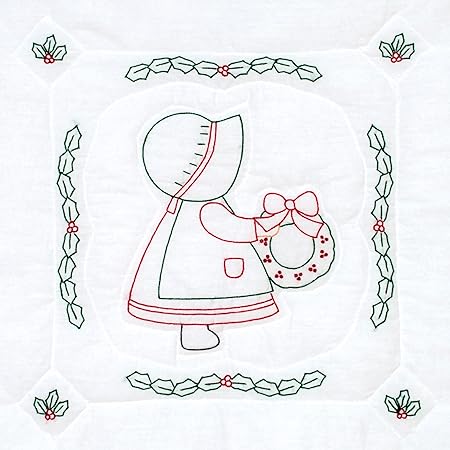 Jack Dempsey Quilt Blocks 18X18 W BNNET Xmas, White