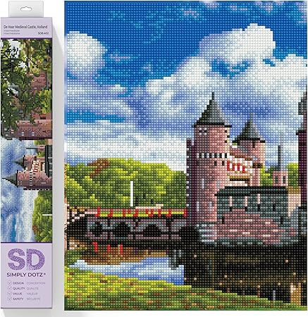 DIAMOND DOTZ ® - De Haar Medieval Castle, Holland, Full Drill, Round Dotz, Diamond Painting Kits, Diamond Art Kits for Adults, Gem Art, Diamond Art, Diamond Dotz Kits, 13.6