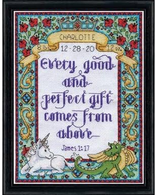 Design Works Crafts Counted Cross Stitch Kit, Regal Birth Sampler