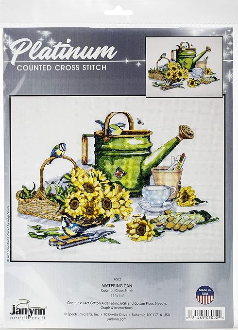 Janlynn Cross Stitch Kit, Watering Can (14 Count)