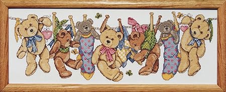 Design Works Crafts On The Line Teddies Counted Cross Stitch Kit, Brown