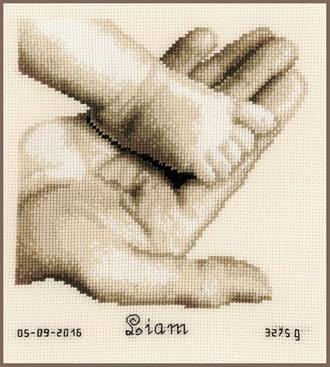 Vervaco Baby Foot On Hand On Aida (18 Counted Cross Stitch Kit 5.5