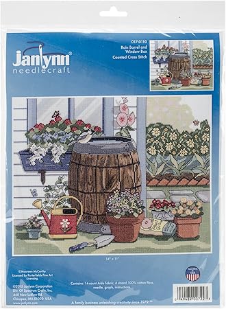 Janlynn 017-0110 Rain Barrel and Window Box Cross Stitch