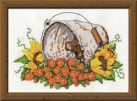 Tobin 2951 14 Count Bucket Mouse Mini Counted Cross Stitch Kit, 5