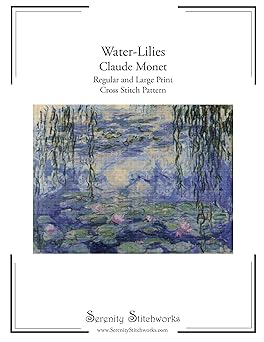 Water-Lilies Cross Stitch Pattern - Claude Monet: Regular and Large Print Cross Stitch Pattern