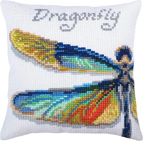 RTO Collection D'Art Stamped Needlepoint Cushion Kit 40X40cm-Dragonfly, Dragonfly