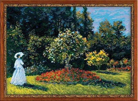 Riolis Woman in Garden After Monet's Painting Cross Stitch-15.75