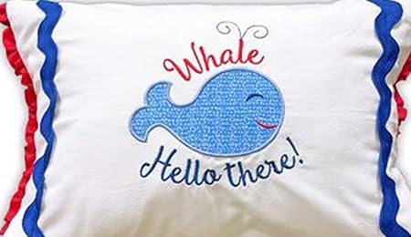 Pickle Pie Designs Whale Hello There Machine Embroidery Applique Set Pattern, Pink