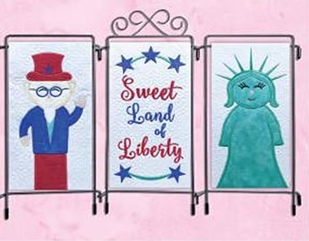 Pickle Pie Designs Fabulous 4th Triple Treat Panels ITH ME Pattern, Pink