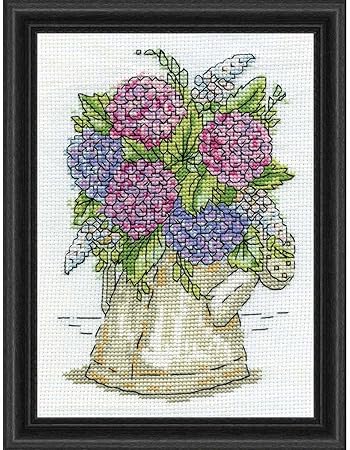 Design Works Crafts Inc. Watering Can Counted Cross Stitch Kit, Purple,White