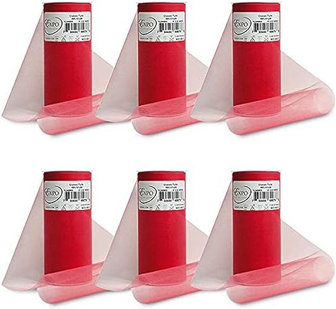 Expo International Pack of 6 Premium Matte Spool of 6-inch X 25 Yards | Red Tulle