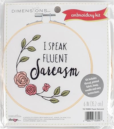 Dimensions 72-70394 Fluent in Sarcasm Embroidery Needlepoint Kit for Beginners, 6