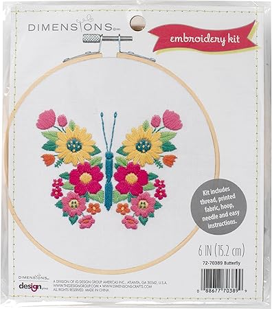 Dimensions 72-70389 Butterfly Embroidery Needlepoint Kit for Beginners, 6