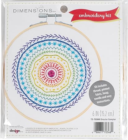 Dimensions 72-70368 Circular Embroidery Sampler Kit for Beginners, 6