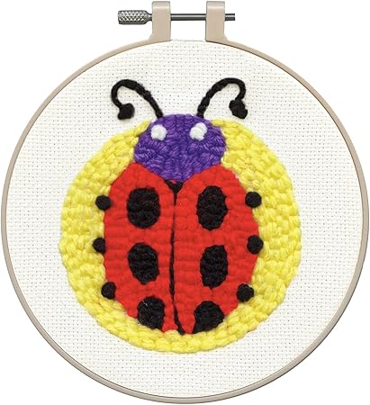 Design Works Crafts Inc. Lady Bug Punch Needle Kit, White