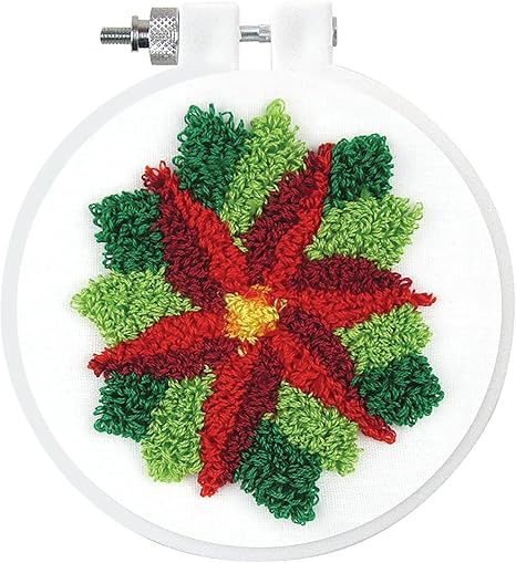 Design Works Crafts Inc. Poinsettia Punch Needle Kit, White