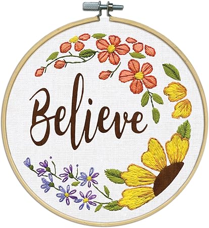 Believe Stamped for Embroidery Kit w/Hoop