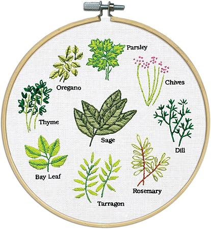 Herbs Stamped for Embroidery Kit w/Hoop