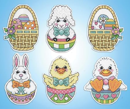 Easter Counted Cross Stitch Ornament Kit - Set/6