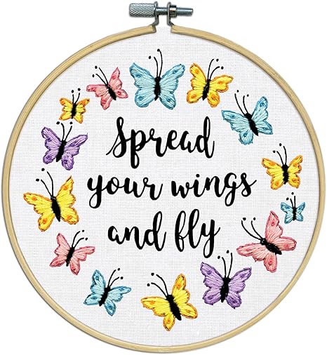 Spread Your Wings Stamped for Embroidery Kit w/Hoop