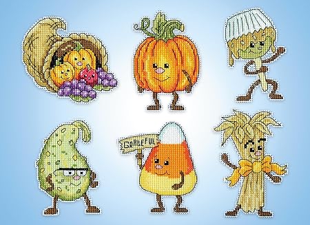 Harvest Treats Counted Cross Stitch Ornament Kit - Set/6