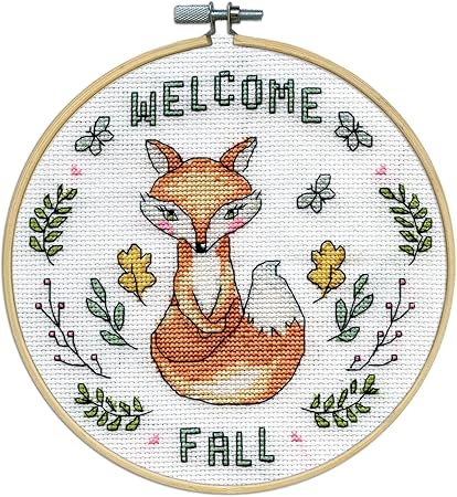 Welcome Fall Counted Cross Stitch Kit w/Hoop