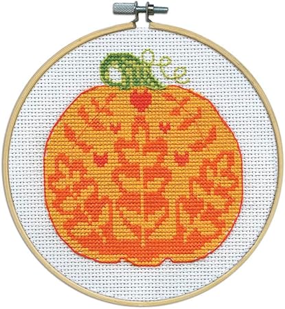 Pumpkin Counted Cross Stitch Kit w/Hoop