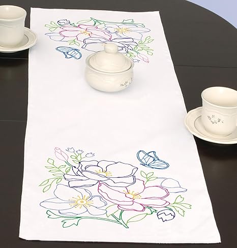 Jack Dempsey Needle Art Wildflowers Table Runner