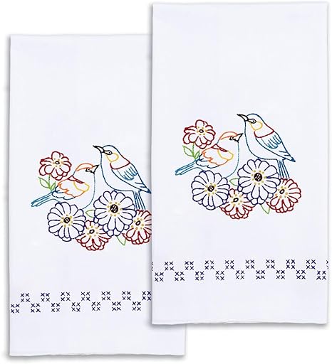 Jack Dempsey Needle Art 2 Birds Decorative Hand Towels