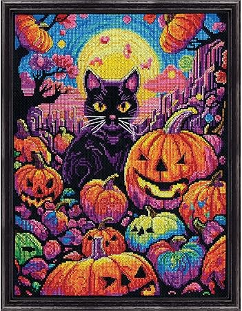 Design Works Crafts Psychedelic Kitty Counted Cross Stitch Kit