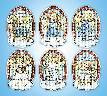 Design Works Crafts Inc. Washboard Angels Counted Cross Stitch Ornament Kit, Multi