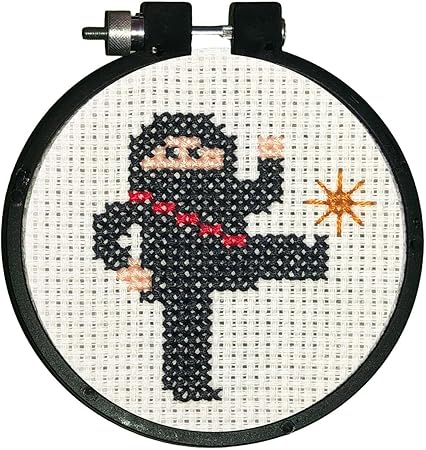 Design Works Crafts Ninja Counted Cross Stitch Kit with Hoop